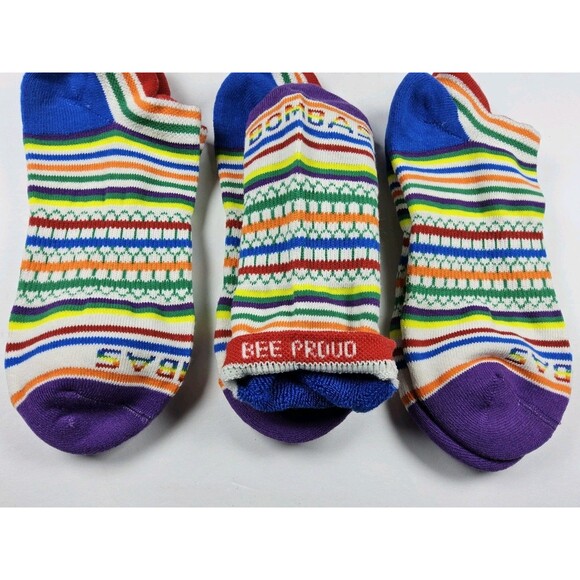 Bombas Original Bee Proud Rainbow Pattern Ankle Socks Lot Of 3 Pairs Size M - Picture 3 of 4